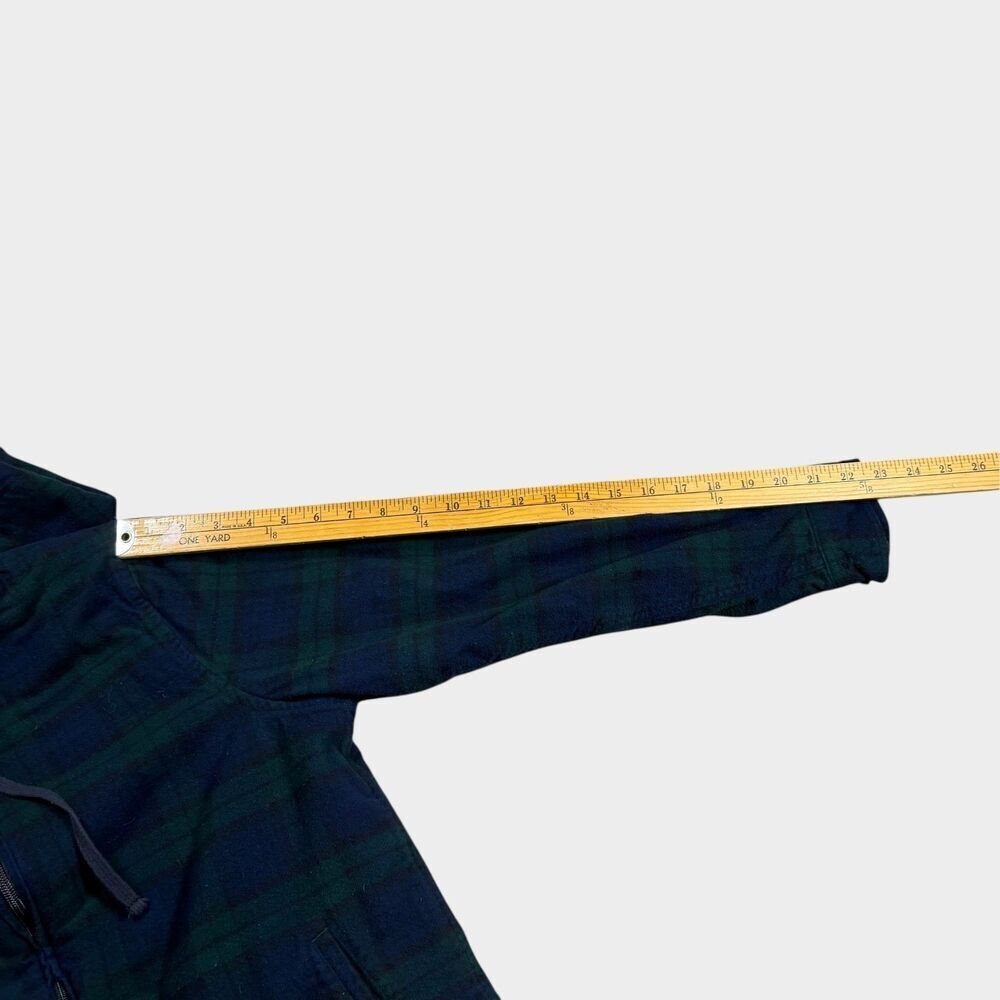 L.L. Bean Sherpa Lined Plaid Hoodie Jacket Men’s S Small Green Watch Flannel Zip - Picture 10 of 10